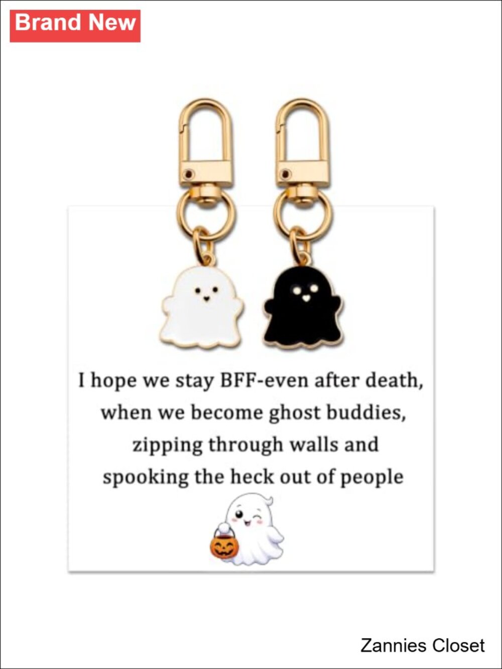 👻 Cute Ghost Keychain Halloween Bestie Gift Set w Card